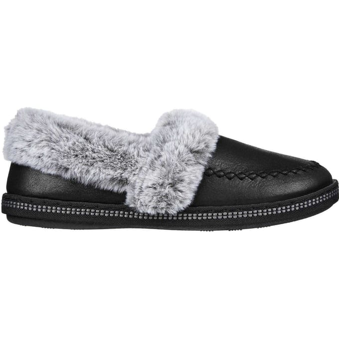 Skechers Dames Cosy CampF Leren Slippers (Zwart)
