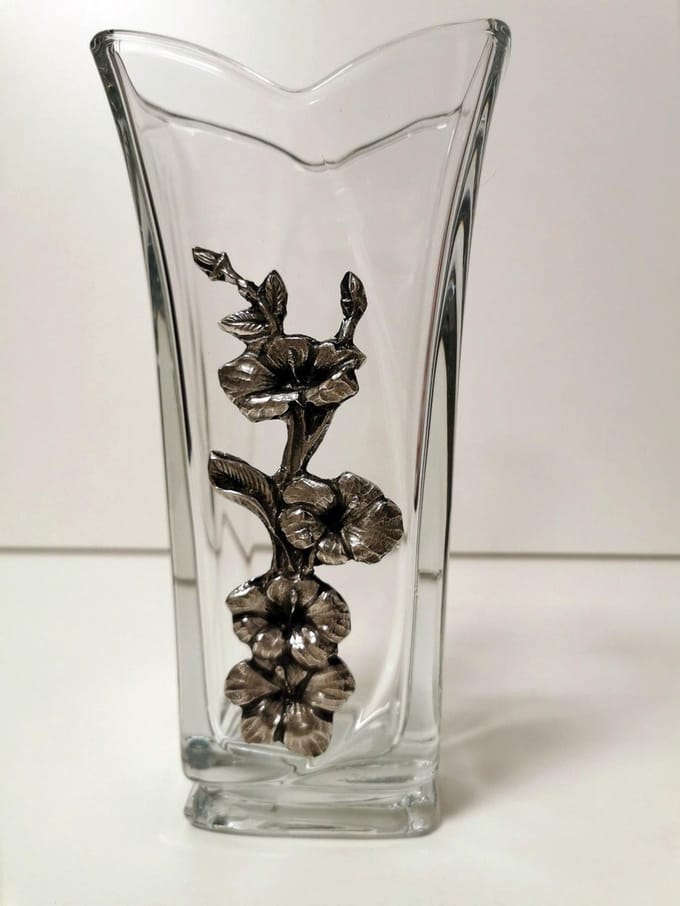 Vaas - Kristal  - Kurz Edeltin - 23cm .