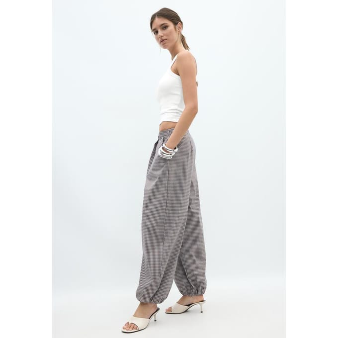 Stradivarius Balloon broek met ruitjesmotief  Bruin M