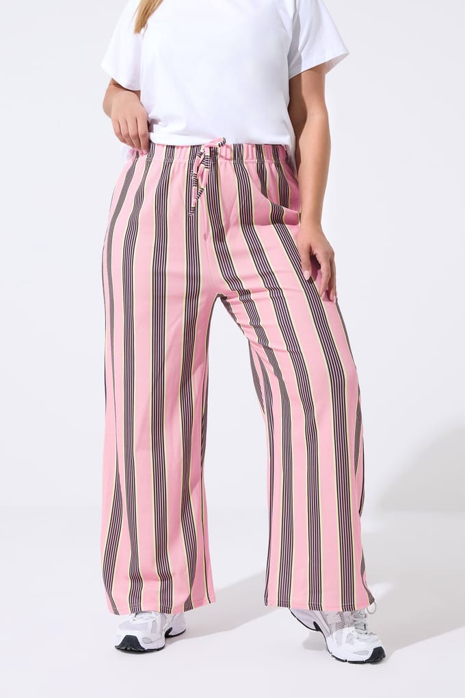 Limited Collection Roze Gestreepte Broek Met Wijde Pijpen Size 48