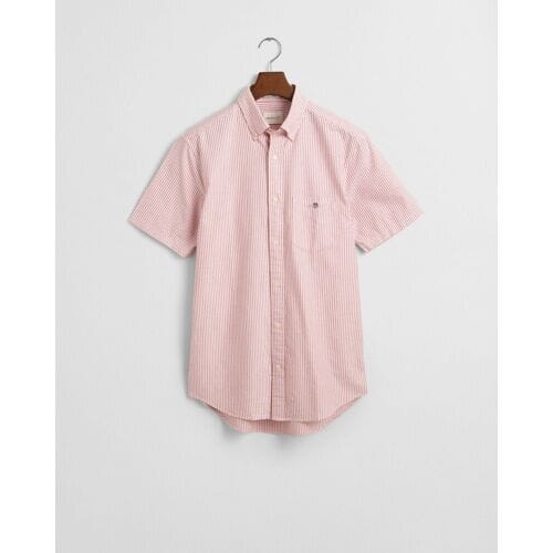 Gant Overhemd Classic Oxford Stripe Button-Down Short Sleeve Ruby Red / male