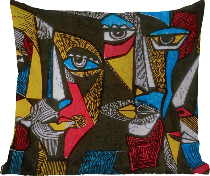 Sierkussen Buiten - Schilderij - Olieverf - Kubisme - 60x60 cm - Weerbestendig