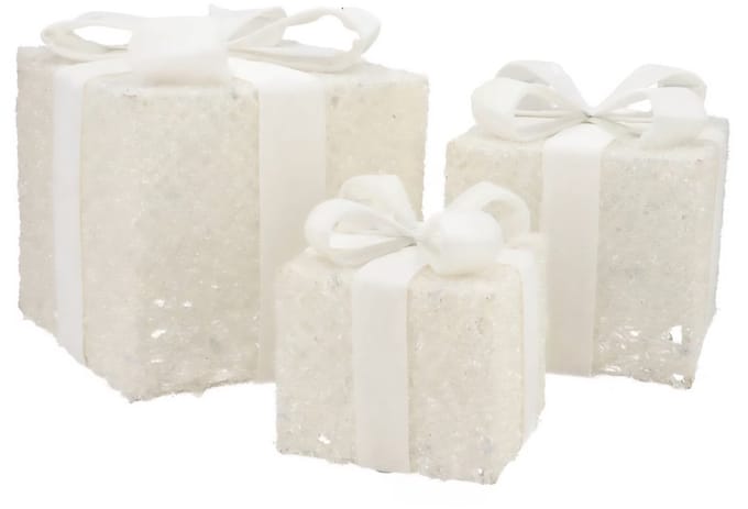Sparkle giftbox cozy gold led set van 3 10x11/13x13/15x17cm met led lampjes