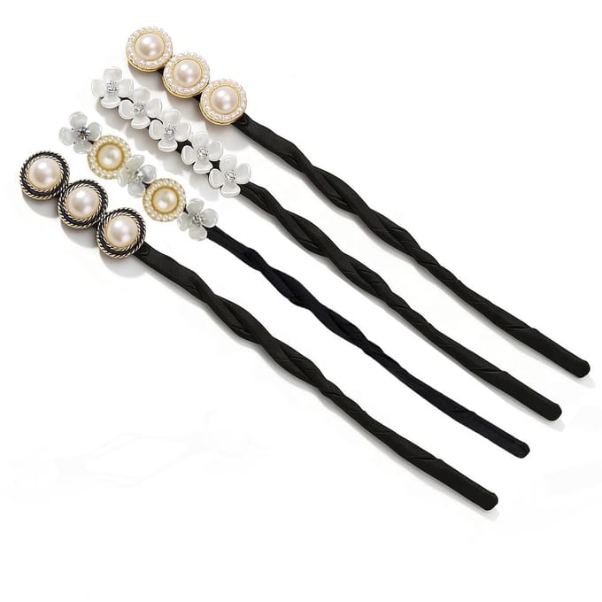 Dailygoods- Haar Bun Maker - 4 Stuks - Parel Bloem - Donut Buns Shaper - DIY Kapsel Tool - Haar Styling Accessoires - Haaraccessoires