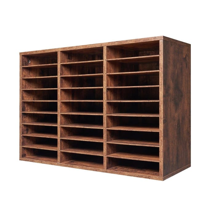 Houten Literatuur Organizer 27 Vakken Verwijderbare Planken Donkerbruin