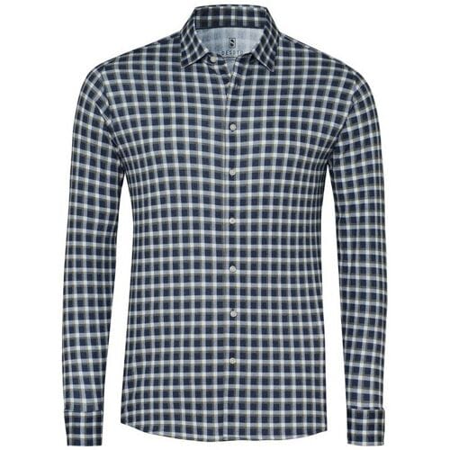 Desoto Overhemd Multi Check Casual Kent Blauw-Groen / male