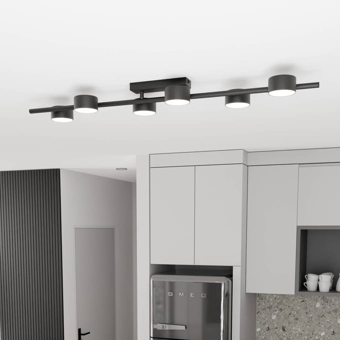 EMIBIG LIGHTING Plafondspot Bet, lengte 100 cm, zwart, metaal, 6-lamps.
