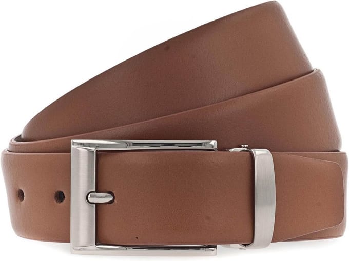Vanzetti Leren Riem Dresscode: Business 35mm Cambered Belt W80 Cognac Bruine