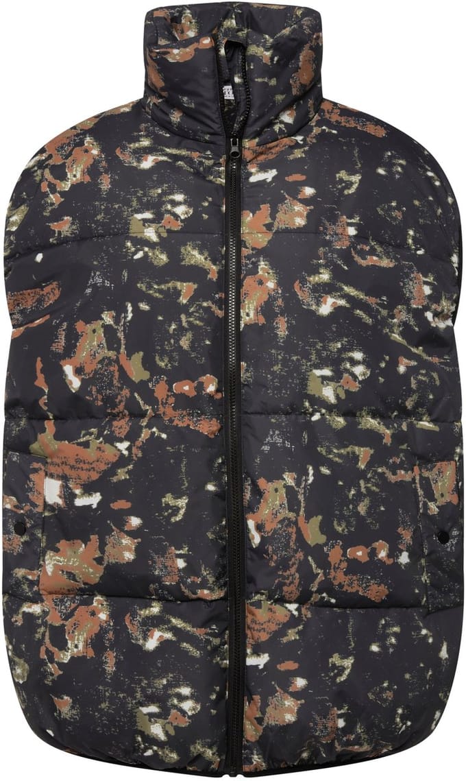 Studio Untold - Dames - Doorgestikte bodywarmer oversized all-over print - Zwart - Maat 46+