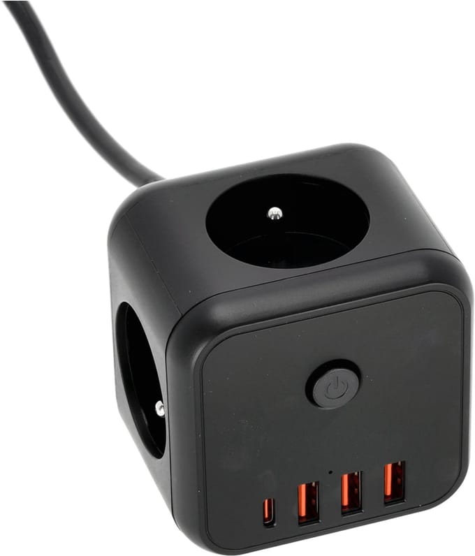 Laitica Kobi Linea Pro Cube C - Verlengsnoer - 3 Stopcontacten - 3x USB-A + 1x USB-C - 1,5m