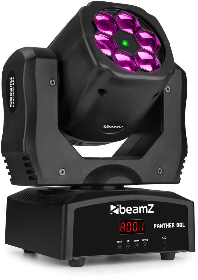 BeamZ Panther80L Bee Eye moving head met pattern-effect en roterende lenzen - Met 6x 12W RGBW LED’s