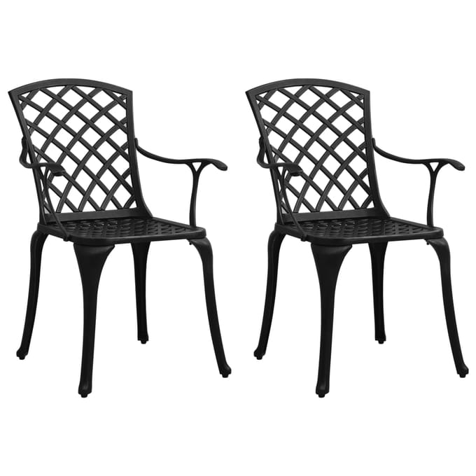 vidaXL - Tuinstoelen - 2 - st - gietaluminium - zwart