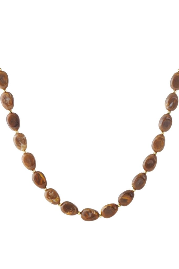 Bijoutheek Collier Statement Kralen Brown