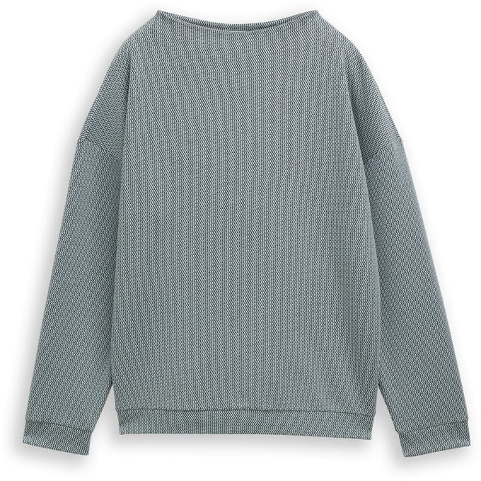 Tom Tailor - Loose fit sweatshirt met opstaande kraag - Maat M - black moss wave structure