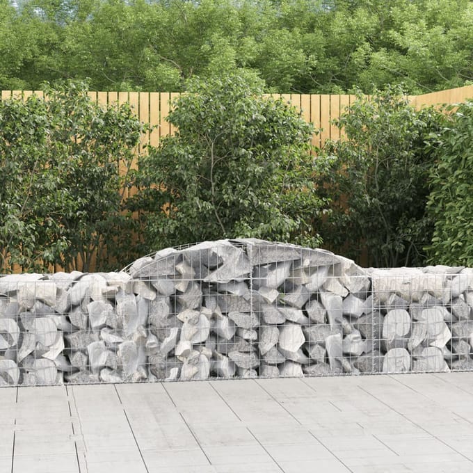 vidaXL - Schanskorven - 12 - st - gewelfd - 300x50x60/80 - cm - gegalvaniseerd - ijzer