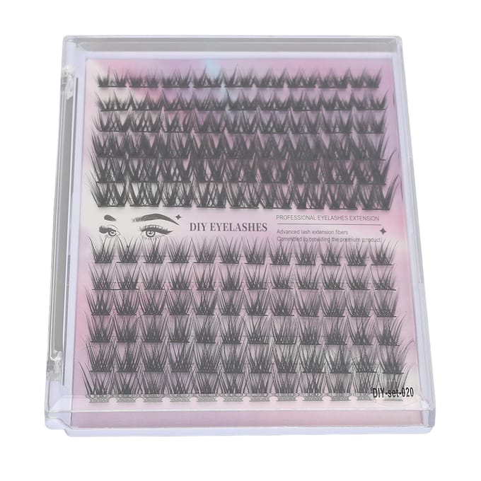 126 Clusters DIY Wimperextensions Kit D Krul Fluffy Individuele Wimperextensions Kit met 3ml Lash gray