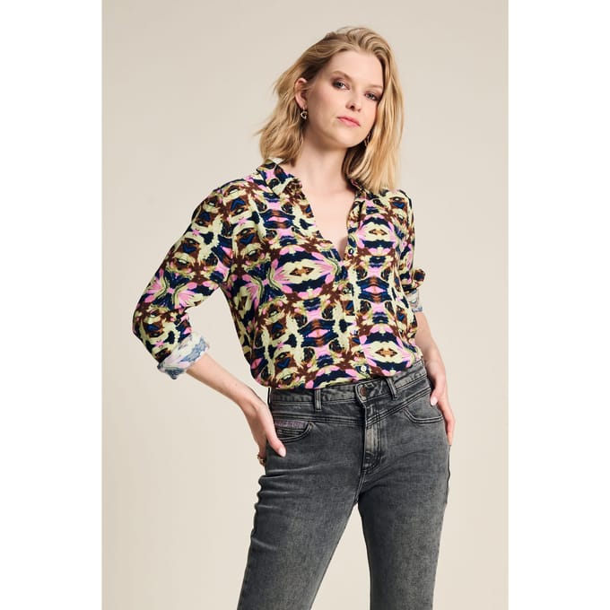 POM Amsterdam Blouse - Mila Butterfly Sky Größe: 36 | Blusen Outlet | Damen