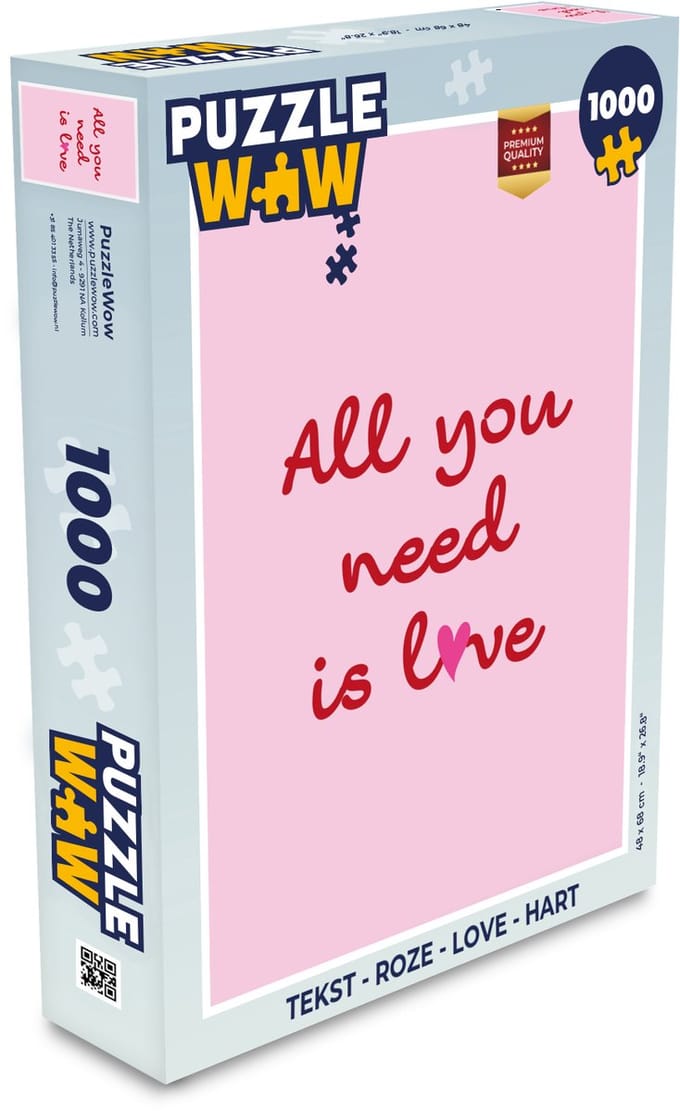 Puzzel Tekst - Roze - Love - Hart - Legpuzzel - Puzzel 1000 stukjes volwassenen