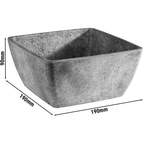 GGM Gastro (6 Stück) Schale - ELEMENT - Melamin - 1,5 Liter - eckig - Grau