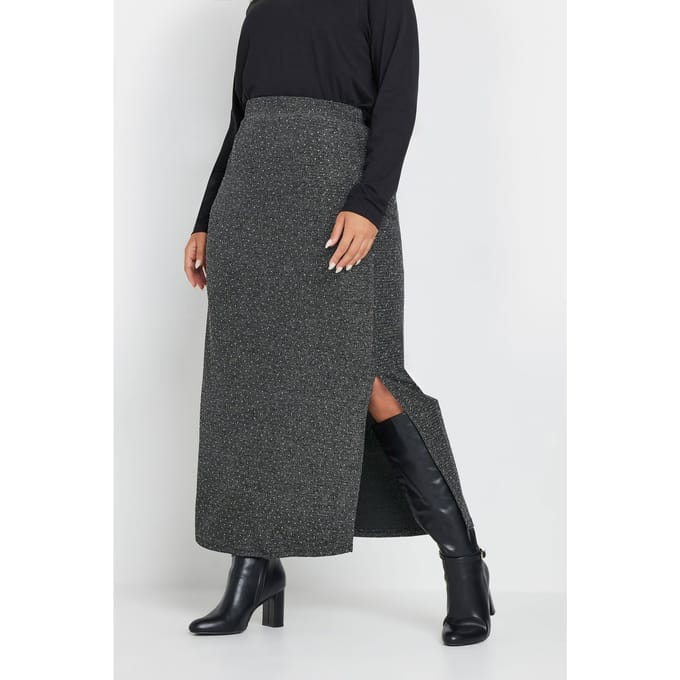 Yours Midirok Met Zijsplit In Metallic Zilver Size 46