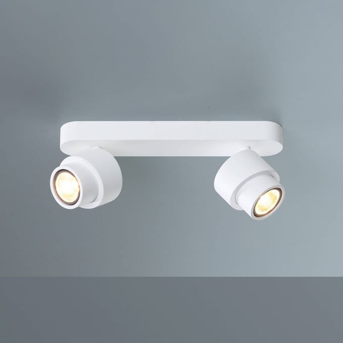 Escale LED spot BRUSH, wit, 30 cm, 2-lamps, metaal, dimbaar, 2.700 K