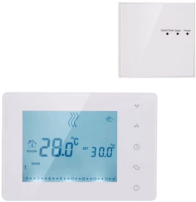 Digitale Thermostaat - Kamertemperatuur Regelaar - Comfort Verhoging - Programmeerbaar Weken - 2 Graden Nauwkeurig - Wit