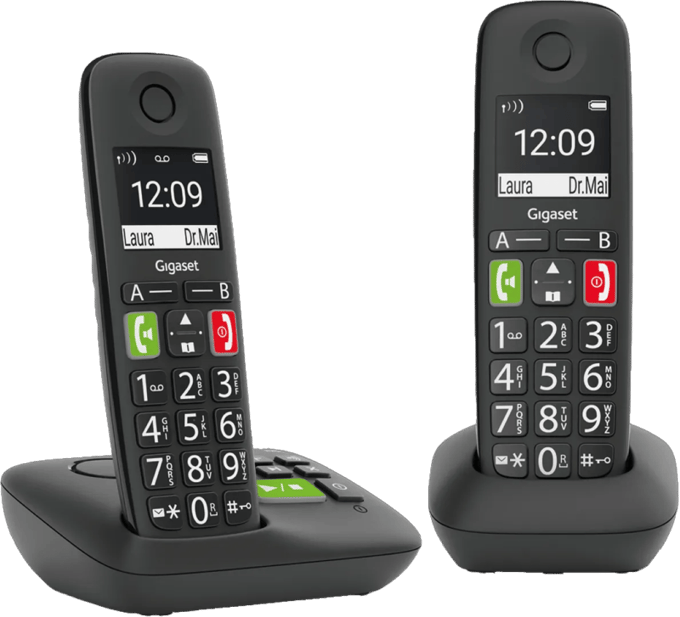 Gigaset E290AR DUO - draadloze huistelefoon - antwoordapparaat - 2 handsets - groot display