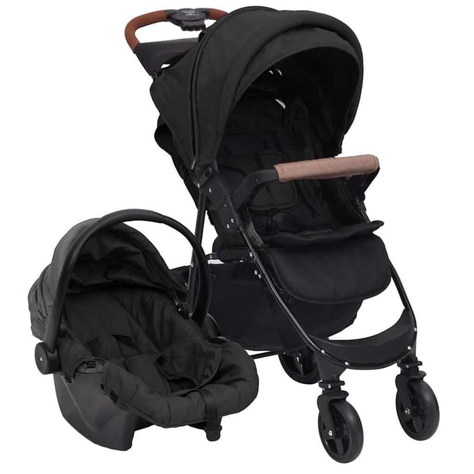 vidaXL - Kinderwagen - 3-in-1 - staal - antracietkleurig