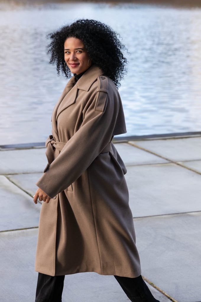 YEST CURVE Alba Coats - Taupe - maat X-0(44)