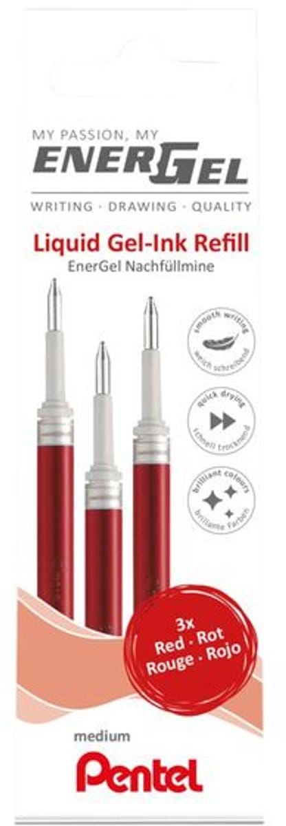 Gelschrijvervulling pentel lr7 energel m 3st rood | 12 stuks