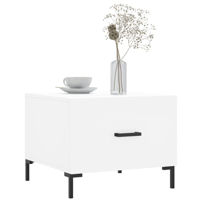 vidaXL - Salontafel - 50x50x40 - cm - bewerkt - hout - wit