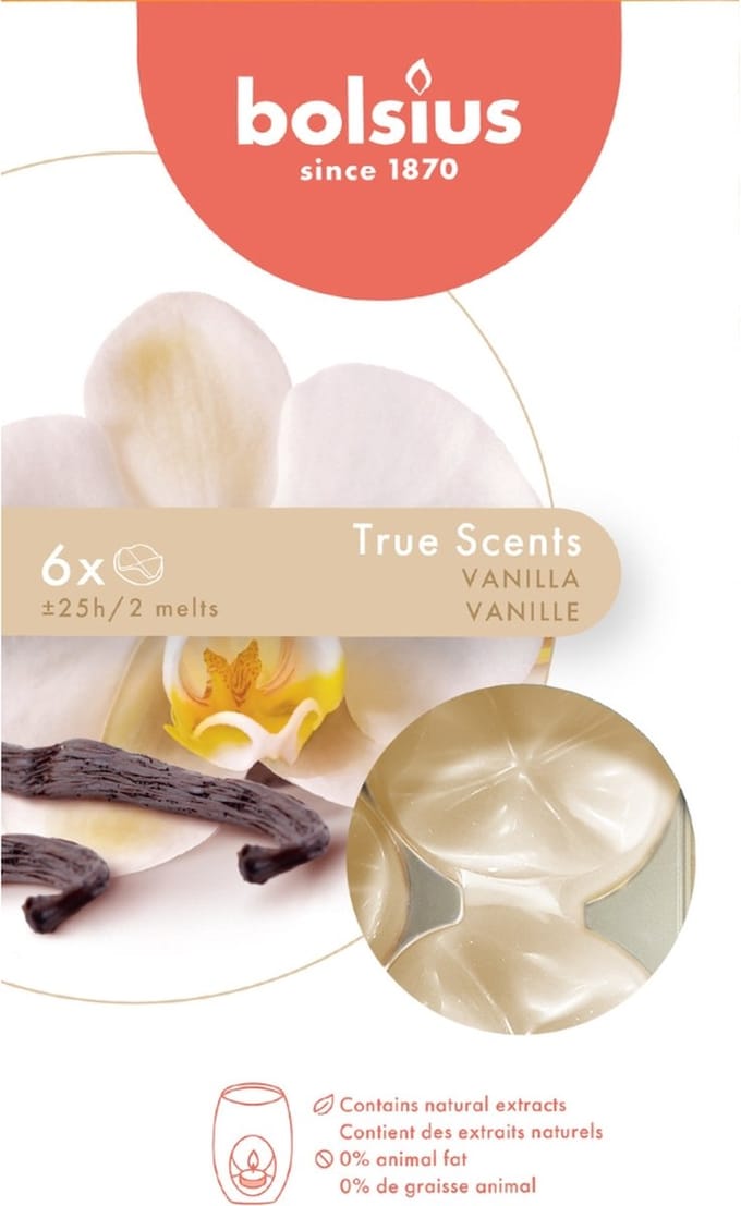 Bolsius - True Scents - Wax melts - 6 stuks per verpakking - Vanille
