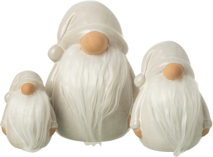 J-Line figuur Kabouter Baard - porselein - grijs - large
