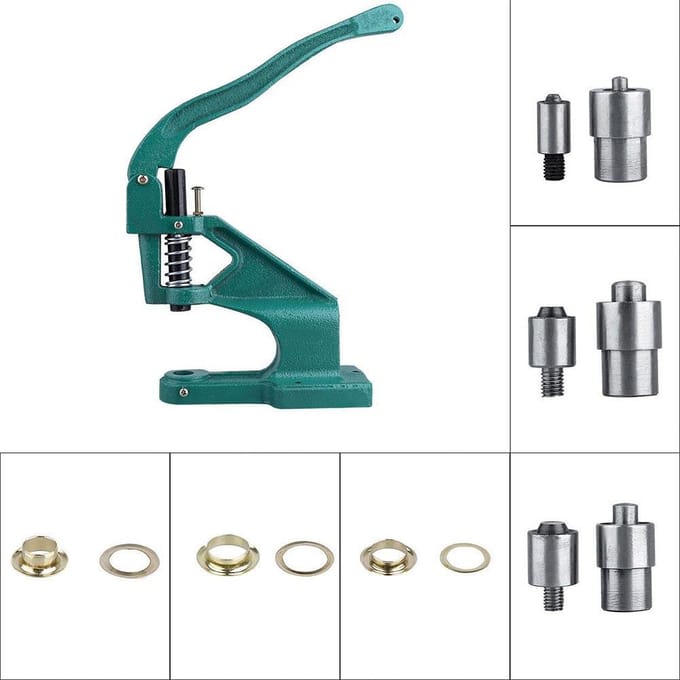 Grommet Machine Gereedschap 3 Matrijzen(#1 #2 #3) & 1500 Zeilringen Oogjes Handpers Banner AU black