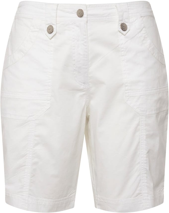 Ulla Popken - Dames - Cargo-bermuda comfortabele tailleband 4-pocket model - Sneeuwwit - Maat 56