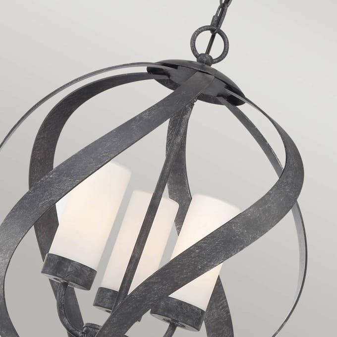 Quintiesse Hanglamp Blacksmith, zwart/wit, Ø 40,7 cm