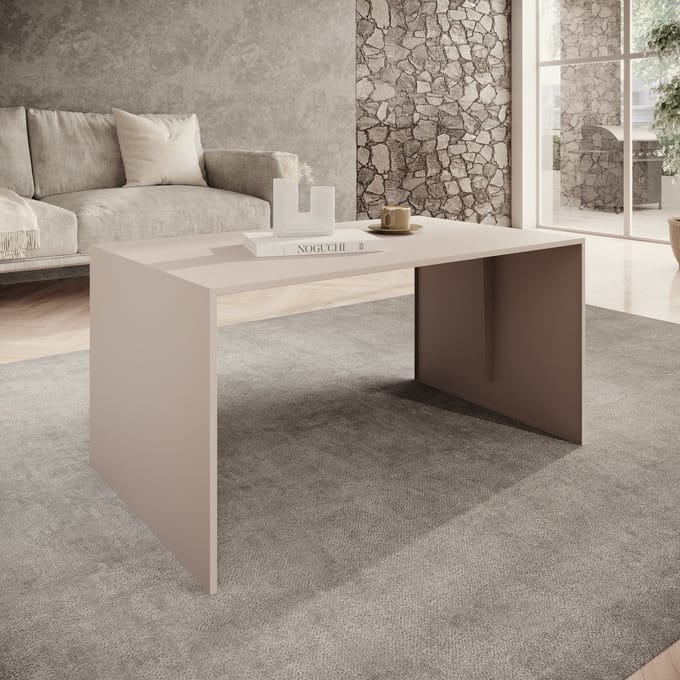Meubella - Miraal - Salontafel - Beige metaal - 100x60x50 cm