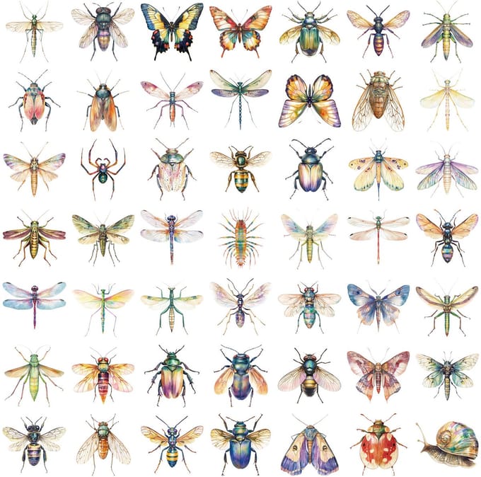 Meer Leuks - Transparante Stickers Insecten - 50 stuks