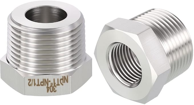 Dailygoods - 2 Stuks RVS Mannelijk naar Vrouwelijk Adapter 1" naar 1/2"