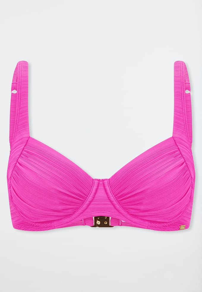 Bikinitop met beugels, fuchsia - aquablauw 36D