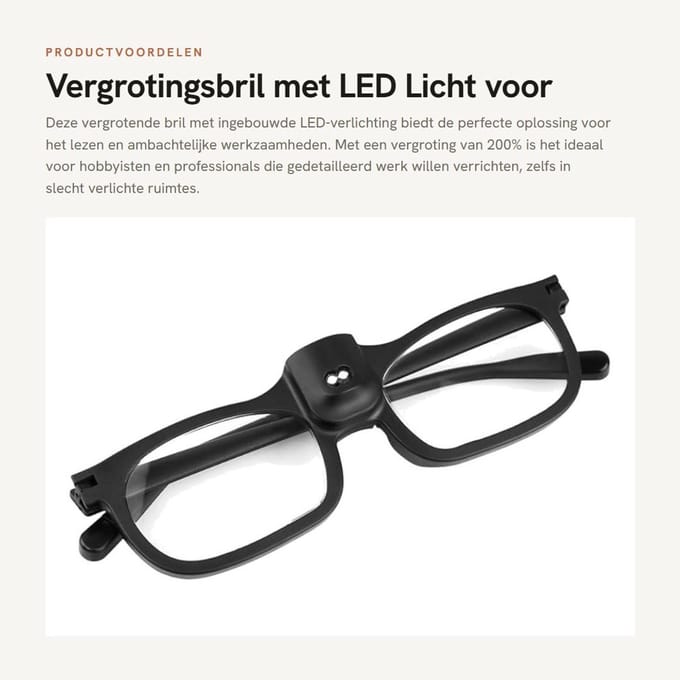 Dailygoods - Vergrotingsbril met LED Licht voor Dichtbij Werkzaamheden