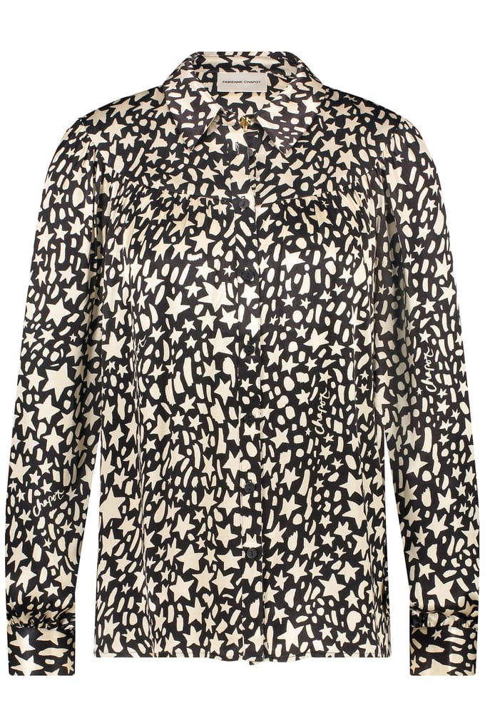 Fabienne Chapot Nina Blouse Black/creme Brulee Maat: 34 | Longsleeves Outlet | Dames | Wit
