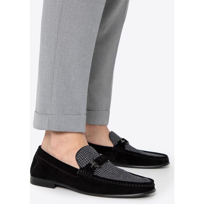 Wittchen Heren Zwarte Geruite Stoffen Mocassins