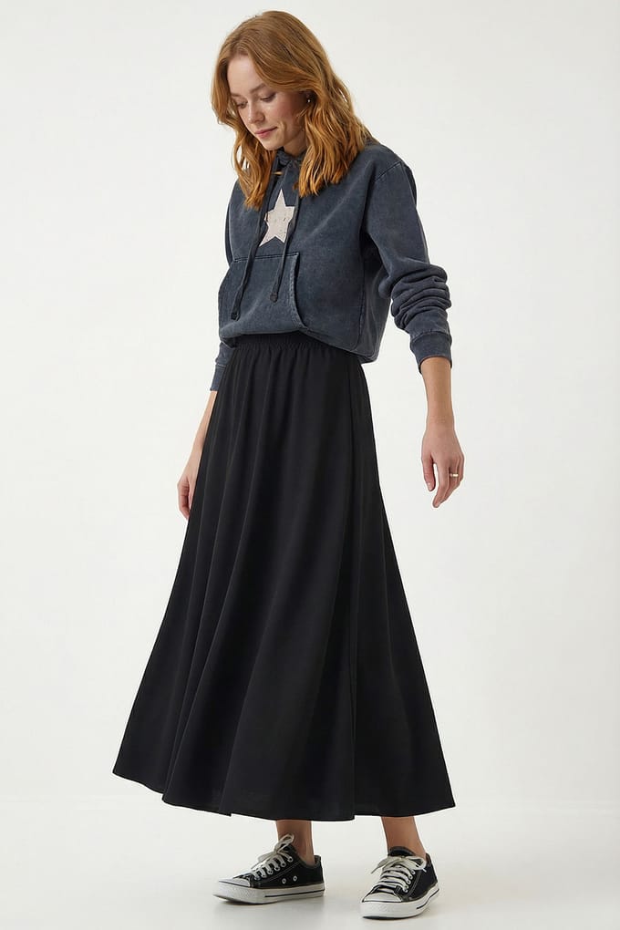 Elastische Taille Maxi Rok