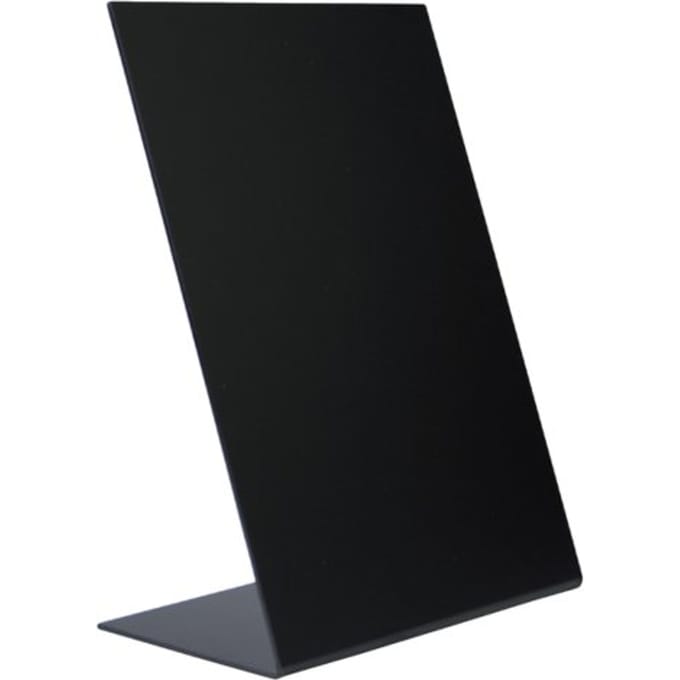 Securit® L-vormig A5-krijtbord van acryl in zwart