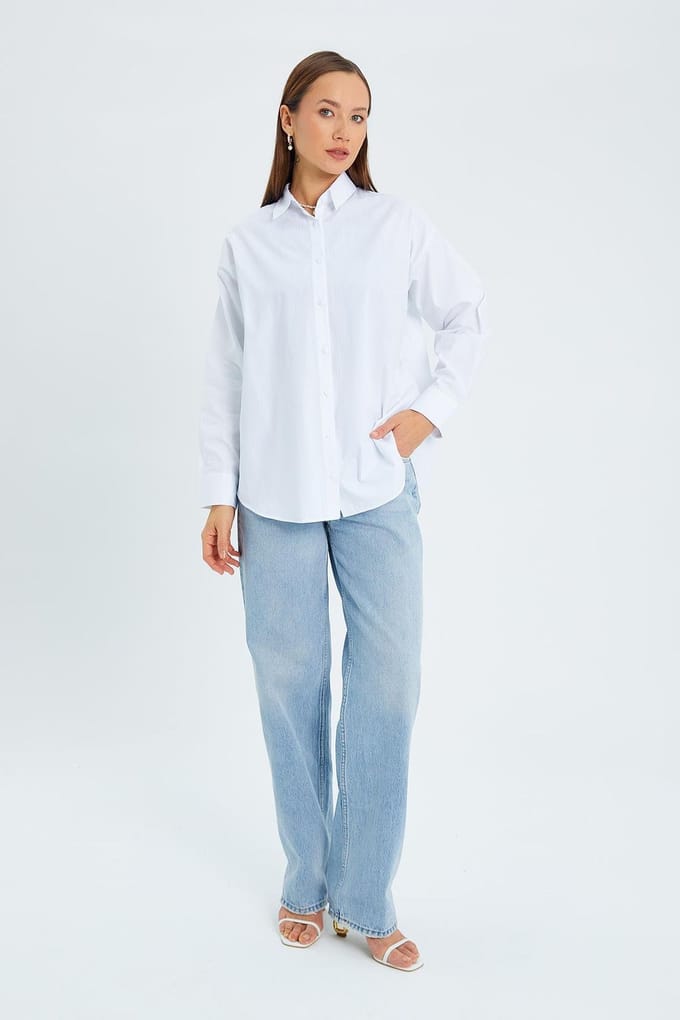 Langnekkig Katoenen Shirt