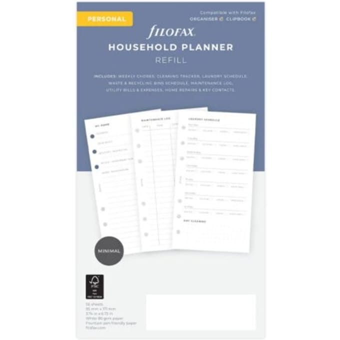 Filofax organiser interieur, formaat personal, huishoudplanner