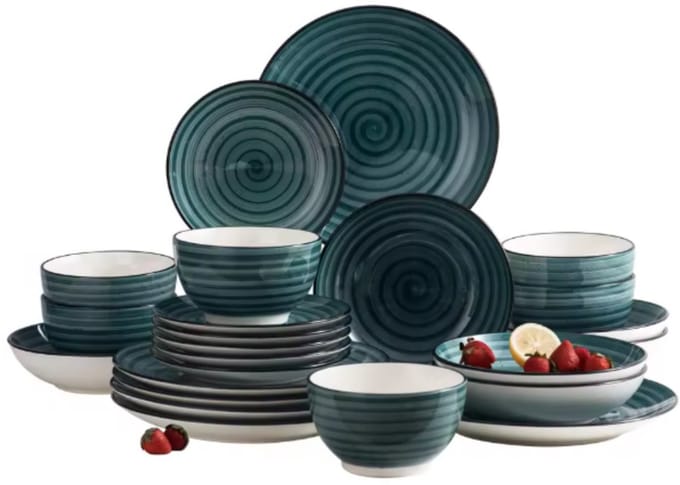 Monarch Bordenset – Dinerborden – 6 persoons – 24 delig – Groen Keramisch – Breakfast Plates – Luxe design