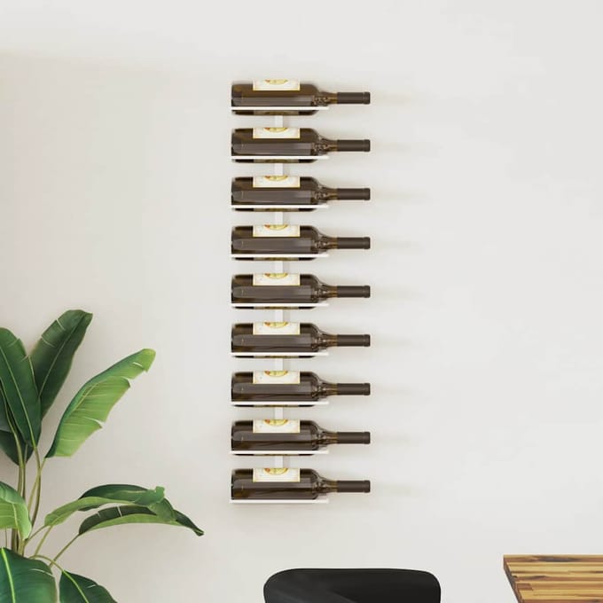 vidaXL - Wijnrek - voor - 9 - flessen - wandmontage - ijzer - wit
