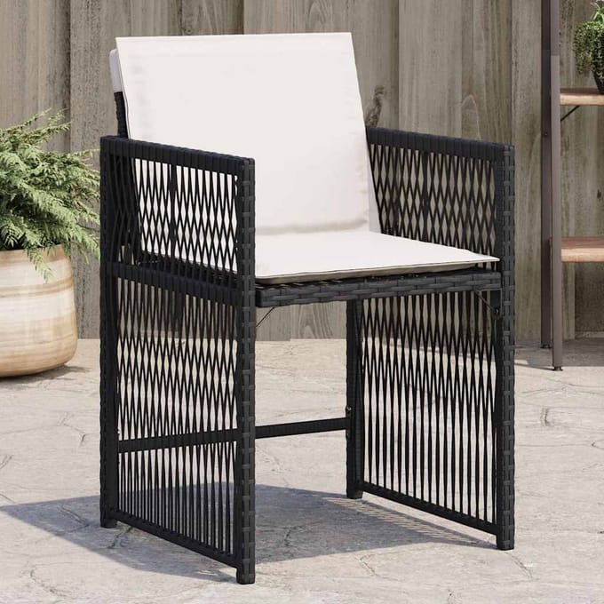 vidaXL - Tuinstoelen - 4 - st - met - kussens - poly - rattan - zwart